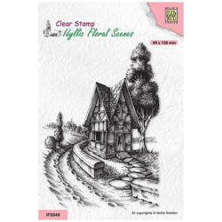 NELLIE'S Transparent Stempel Motivstempel Clear Stamp - Country house IFS049 Landstraße mit einem Häuschen